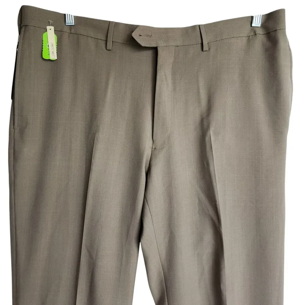 ​Haggar E-Clo Stria Dress Pants Men 40x29 Taupe Brown Classic Fit NWT Repreve